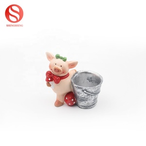 Polyresin arte personalizado regalo encantador chico con suerte cerdo estatua deco resina cerdo figuras - Product Image 4