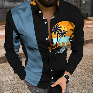 Camisa <span class=keywords><strong>De</strong></span> Praia <span class=keywords><strong>con</strong></span> cuello en V para hombre Habit Hommes, camisa Formal <span class=keywords><strong>de</strong></span> diseñador <span class=keywords><strong>de</strong></span> <span class=keywords><strong>manga</strong></span> <span class=keywords><strong>larga</strong></span> para hombre, fiesta, boda - Product Image 6