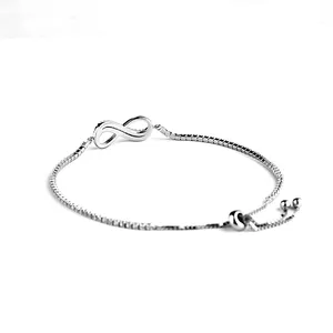 Pulseira de prata esterlina feminina 925, pulseira infinita cz, joias de design de moda