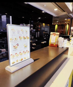 Siêu mỏng có thể sạc lại hai mặt LED hộp đèn máy tính để bàn áp phích hiển thị khung kính cường lực thanh hình chữ nhật cho quảng cáo - Product Image 5