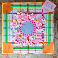 Tapis de jeu de mahjong américain rose pâle à carreaux, 31,5/33 pouces, en néoprène antidérapant et pliable, pour la maison et les fêtes