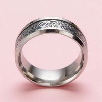 Bague en acier inoxydable de style hip-hop unisexe avec gouttes d'huile et motif de dragon pour hommes, vente en gros de mode
