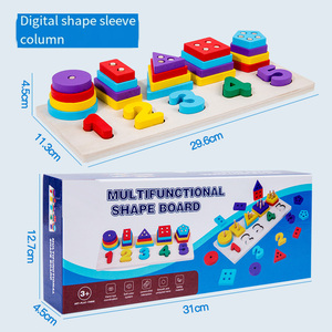 Comniki naturale privo di sostanze chimiche in legno di pino blocchi di legno giocattolo brillano angolo di legno blocco geometrico torre di legno blocco - Product Image 2