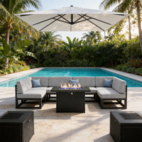Ensemble de mobilier de patio modulable en aluminium, luxe moderne, résistant aux intempéries, avec sièges profonds, pour jardin, terrasse, balcon, véranda
