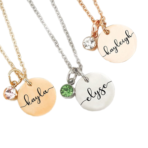 Collana di pietre portafortuna personalizzata nome personalizzato catene di moda femminile <span class=keywords><strong>per</strong></span> fidanzata amico unico regalo di pietra di nascita - Product Image 1