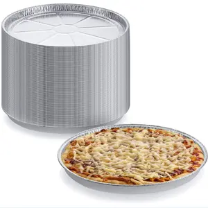 Grosir Cina menyesuaikan Makanan Cepat aluminium Foil wadah makanan loyang kue nampan Pizza piring Foil dengan tutup