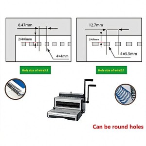 TT2930 40 Holes 25 Sheets Manual Double Wire O All Sizes 3:1 and 2:1 Twin Iron Ring Punching <strong>Binding</strong> <strong>Machine</strong> - Product Image 3