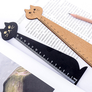 Righello in legno retrò creativo eco-friendly carino <span class=keywords><strong>gatto</strong></span> <span class=keywords><strong>disegno</strong></span> dritto forniture per studio realizzate con materiale cartaceo