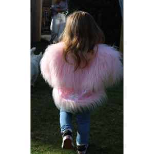 Pelliccia pisello baby rosa con pannello di paillettes rosa - Product Image 2