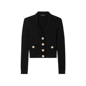 Cardigan da <span class=keywords><strong>Donna</strong></span> in <span class=keywords><strong>Maglia</strong></span> a Coste con Scollo a V, Maniche Lunghe e Bottoni Dorati, Personalizzabile per Autunno e Inverno - Product Image 2