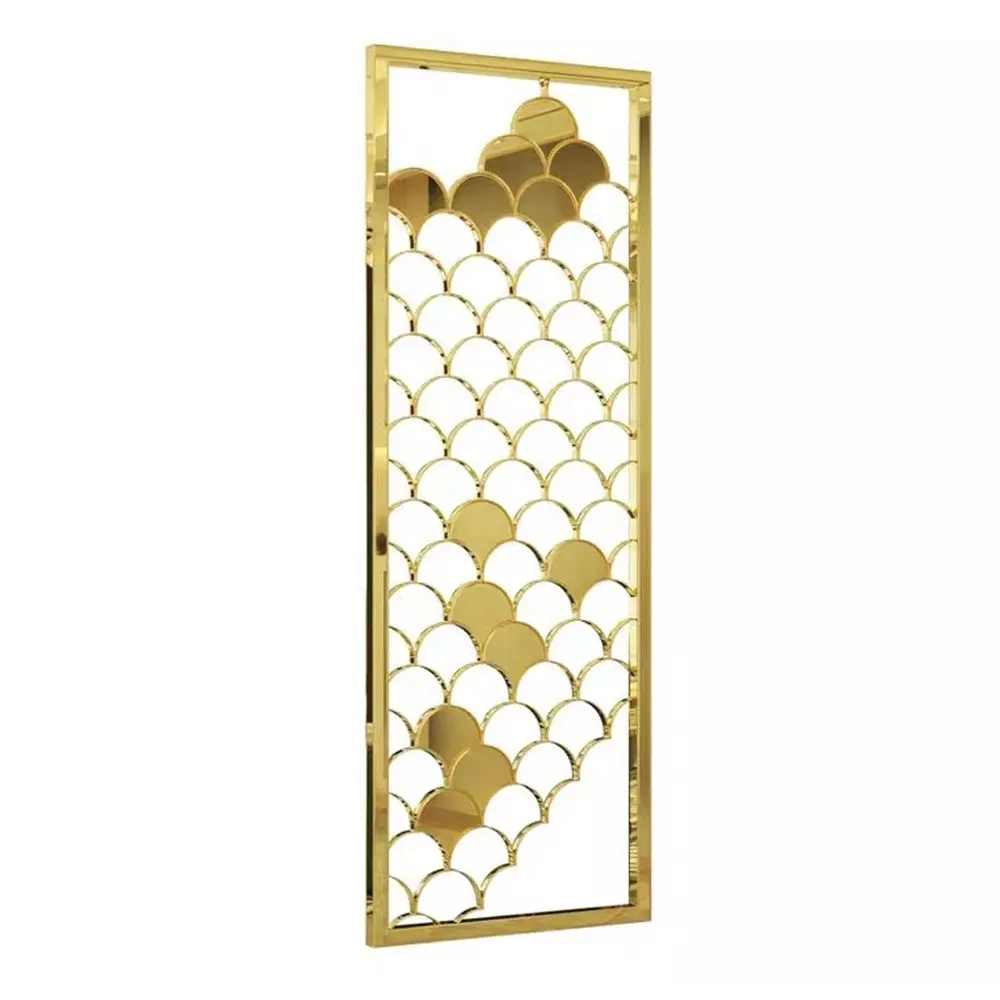 Metal gold movable sliding door wall living room dubai stainless steel mirror folding partitions screens room divider for home