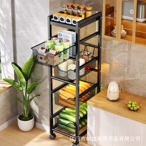 Étagère de rangement de cuisine Najia à 6 niveaux en acier au carbone avec roulettes, organisateur multifonctionnel portable pour usage domestique - Product Image 2