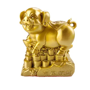 चीनी पारंपरिक पीतल भाग्यशाली सुअर कला तालिका शीर्ष सजावट सोने के उच्चारण टुकड़े घरेलू सजावट सोने के उच्चारण टुकड़े