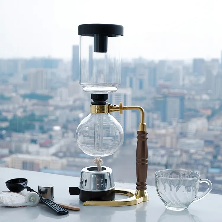 Custom Printing 360ml 600ml Black and Brown Eco-friendly Glass Coffee Tea Siphon Pot With Gift Box