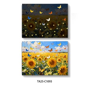 Cuadro de Lienzo con Diseño de Girasoles Coloridos, Arte Abstracto, Impresión en Lienzo Iluminado, Póster de Girasoles para Pared de Sala de Estar - Product Image 2