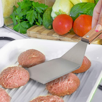 Spatule métallique à manche en bois, rotatif pour barbecue Grill, rôtissoire à faire soi-même