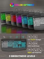 Teclado con Cable OEM ODM de Letras Grandes con Reposamuñecas Ergonómico, Retroiluminación de 7 Colores, Soporte para Teléfono, Teclado para Computadora K21 Pro con Tamaño Extra Grande