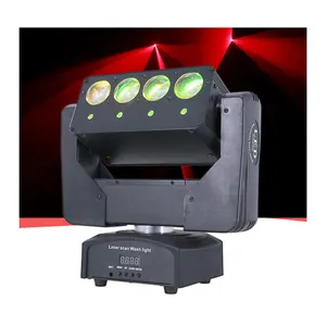 إضاءة DJ Ktv Club مزودة بـ 4 أشعة ليد وأضواء متحركة بضوء الليزر بقدرة 10 وات 4 في 1 مكونة من 4 قطع بمحورين X بمعدل 720 درجة ومؤشر ليزر بالألوان الأحمر والأخضر والأزرق عالي الطاقة 50000 ميجا واط