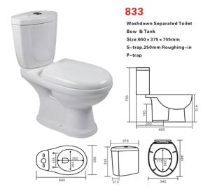 Inodoro de Dos Piezas de Alta Calidad, Cerámico, Moderno, Alargado, con Doble Descarga, Sifón en P, Montado en el Suelo - Product Image 3