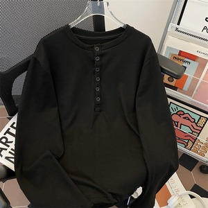 Camiseta Casual <span class=keywords><strong>de</strong></span> Manga Larga con Cuello Henley Estilo Retro Americano para Hombre, Primavera 2026 - Camiseta <span class=keywords><strong>de</strong></span> Base <span class=keywords><strong>de</strong></span> Alta Gama Estilo Old Money - Product Image 5