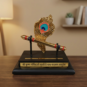 Idole de Krishna en gros avec plumes de paon, en plastique, figurine de dieu hindou pour la décoration religieuse de la maison, du temple ou de la salle de Puja - Product Image 2