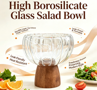Bol de service à salade portable multifonctionnel en verre borosilicate double couche résistant à la chaleur, idéal pour la cuisine et la table à manger