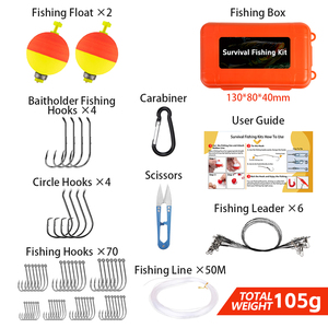 LUSHAZER Kit <span class=keywords><strong>de</strong></span> pêche <span class=keywords><strong>de</strong></span> survie 90 pièces/ensemble, ensemble <span class=keywords><strong>de</strong></span> matériel <span class=keywords><strong>de</strong></span> pêche d'urgence avec hameçons, lignes, flotteurs, leaders, équipement <span class=keywords><strong>de</strong></span> pêche pour le camping en plein air - Product Image 2