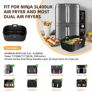 Cesta <span class=keywords><strong>de</strong></span> <span class=keywords><strong>freidora</strong></span> <span class=keywords><strong>de</strong></span> <span class=keywords><strong>aire</strong></span> reutilizable antiadherente resistente al calor, bandeja <span class=keywords><strong>de</strong></span> olla, revestimientos <span class=keywords><strong>de</strong></span> silicona para <span class=keywords><strong>freidora</strong></span> <span class=keywords><strong>de</strong></span> <span class=keywords><strong>aire</strong></span> <span class=keywords><strong>Ninja</strong></span> <span class=keywords><strong>de</strong></span> <span class=keywords><strong>doble</strong></span> pila SL400UK - Product Image 5