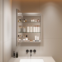 Miroir de Salle de Bain LED Moderne à Éclairage Frontal, 3 Couleurs, Intensité Réglable, Double Capteur Tactile, Écologique, Anti-Buée, avec Armoire à Médicaments