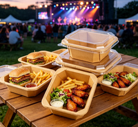Bol carré jetable en papier kraft imperméable de qualité alimentaire pour sushis et gelées, idéal pour les plats à emporter, pique-niques en extérieur et boîtes à goûter de camping
