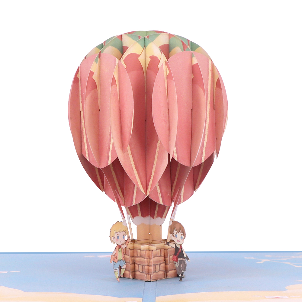 Custom luxury bulk 3d hot air balloon pop up happy birthday invitation greeting card