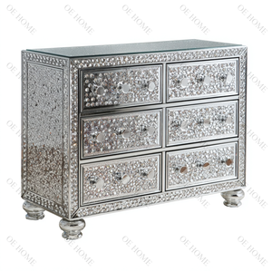 Table de chevet multifonctionnelle en bois massif et verre de style européen moderne, 3 tiroirs, hauteur réglable, appartement, chambre à coucher, hôtel, salon - Product Image 1