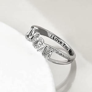 Bague Q328 pour femme, en zircon cubique, sertie pavé, en forme de lettre, cadeau, bagues tendance - Product Image 3