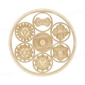 Tailai Wooden Art Sacred Geometry Wall Set Yoga Decor Sri Yantra Wall Decor Mandala Chakras Wheel of Life Seed of Life Crystal