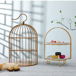 Düğün pastası araçları seramik teşhir tepsisi düğün seramik pasta standı katmanlı kafes standı altın 2/3 katmanlı Metal 2 ve 3 siyah - Product Image 2