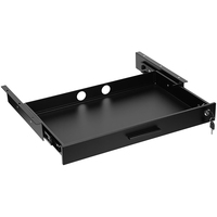Organisateur de rangement coulissant JH-Mech verrouillable 22" x 14" avec gestion des câbles, en acier noir, tiroir sous bureau pour le bureau