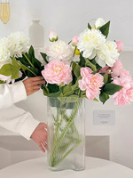 Fleur artificielle de pivoine à 3 têtes de haute qualité pour la décoration intérieure, fleur artificielle courante pour la décoration de mariage