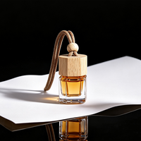 Flacon diffuseur de parfum de voiture vide de 10 ml, avec bouchon en bois esthétique, contenant en verre octogonal pour huiles essentielles, à suspendre