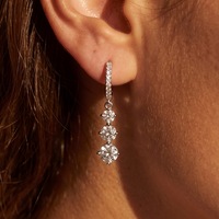 Dames 925 zilveren moissanite oorhangers met drie stenen, trendy, geschikt voor verloving, feest of bruiloft, GRA gecertificeerd