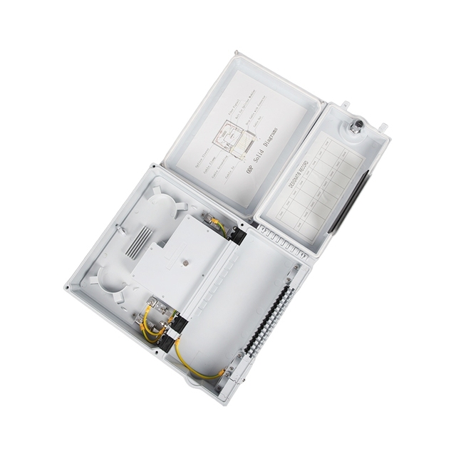 FTTH Id Style with 2 Doors 3 in 16 Out Fiber Distribution Box 16 Core 2 Pcs 2*8 Plc Splitter Optical Distribution Point