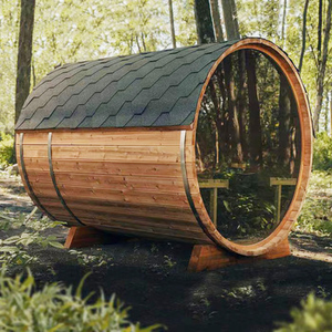 ถังซาวน่าแบบพาโนรามาสำหรับ4คนบาร์เรลไม้เนื้อแข็งสำหรับกลางแจ้งสไตล์ใหม่ที่กำหนดเอง - Product Image 2