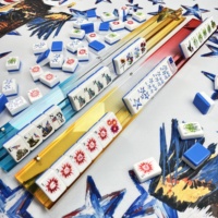 Ensemble de Mahjong Thème Patriotique pour 4 Joueurs, Moderne, Luxueux, Pliable, Portable, Écologique, Résistant à l'Eau, Prêt à l'Expédition, pour le Divertissement
