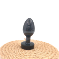 Oeuf anal en jade néphrite multicolore, plug anal en obsidienne noire avec base