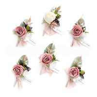 Broche de fleur artificielle faite à la main, boutonnière de mariage pour le marié, épingle de corsage pour banquet, fleur décorative pour revers de costume pour fête
