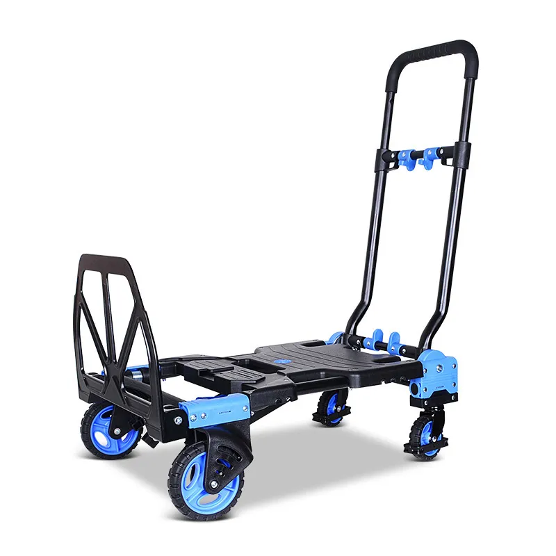 Vouwen Hand Truck 150Kg Draagbare 2 In 1 Trolley Bagage Dolly Kar Met Intrekbare Handvat Voor Persoonlijke Reizen Kantoor gebruik