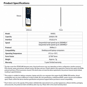 E9 Disque SSD interne M.2 NVMe PCIe 3.0 à boîtier plastique 128 Go-2 To haute vitesse pour installation système PC et mise à niveau du système d'exploitation - Product Image 4