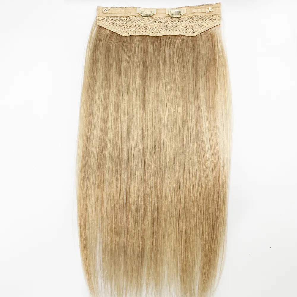 Nieuwe Ontwerp Groothandel Aangepaste Logo Vis Lijn Hair Extensions 100% Human Hair Goedkope Draad Hair Extensions