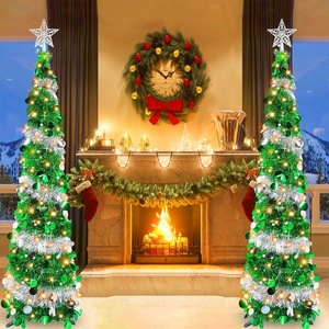 Sapin de Noël Artificiel de Luxe 150 cm (5 pieds) – Sapin Pop-up avec Guirlande et 100 Lumières LED Multicolores – Modèle Coastal Pencil - Product Image 2