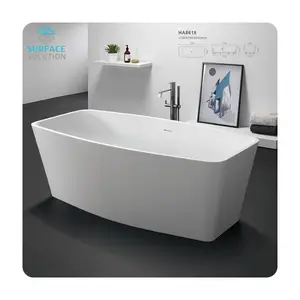 Misura su misura pietra artificiale in resina free standing bagno vasca da bagno freestanding bianco acrilico solido superficie vasca da bagno