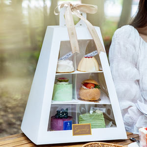 家族向け3〜4層ケーキスタンドアフタヌーンティー段ボール多層収納ラックポータブルデザートマットラミネーションフォルダー - Product Image 4